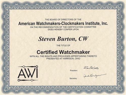 Certified shop master watchmaker