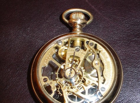 Back view of a Skeletonized 18 size Pocket Watch